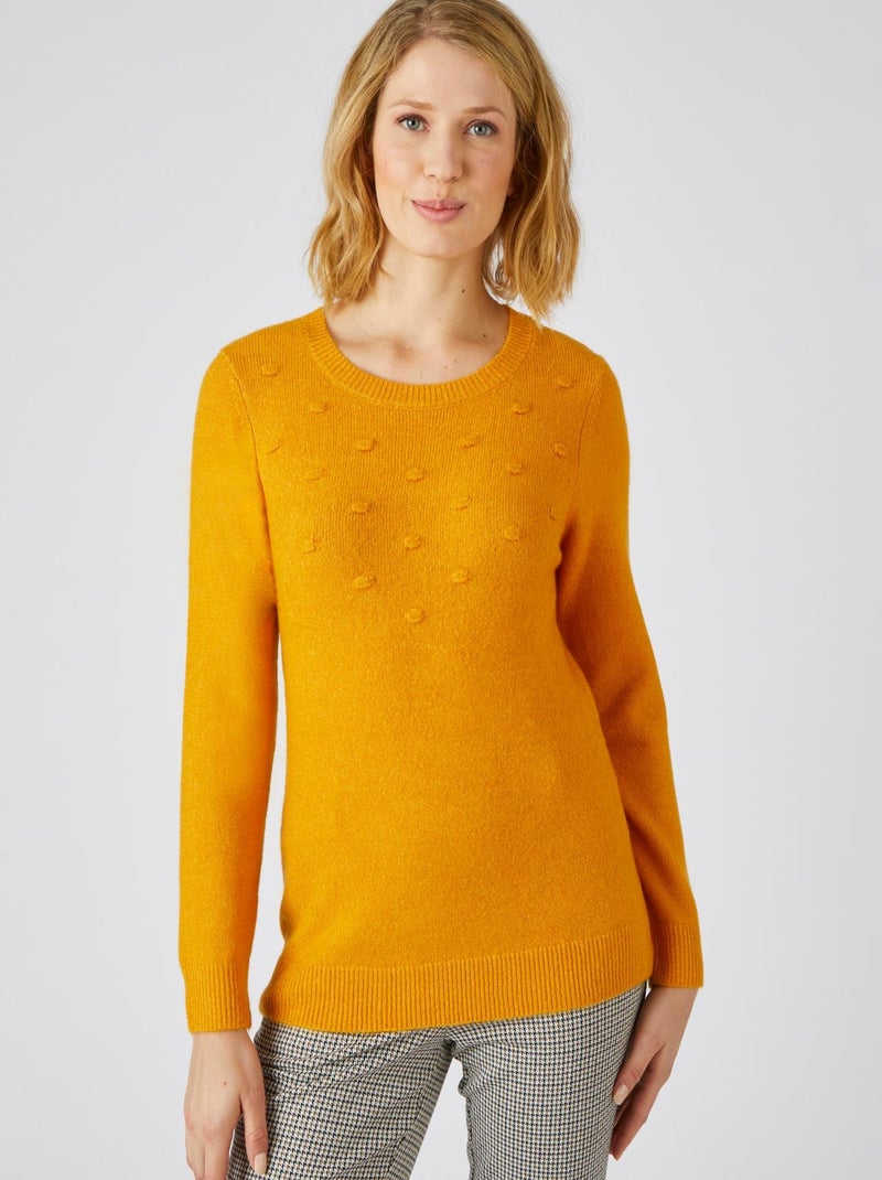 Pull maille chaude fantaisie, manches longues Thermolactyl - Damart Jaune - Kiabi