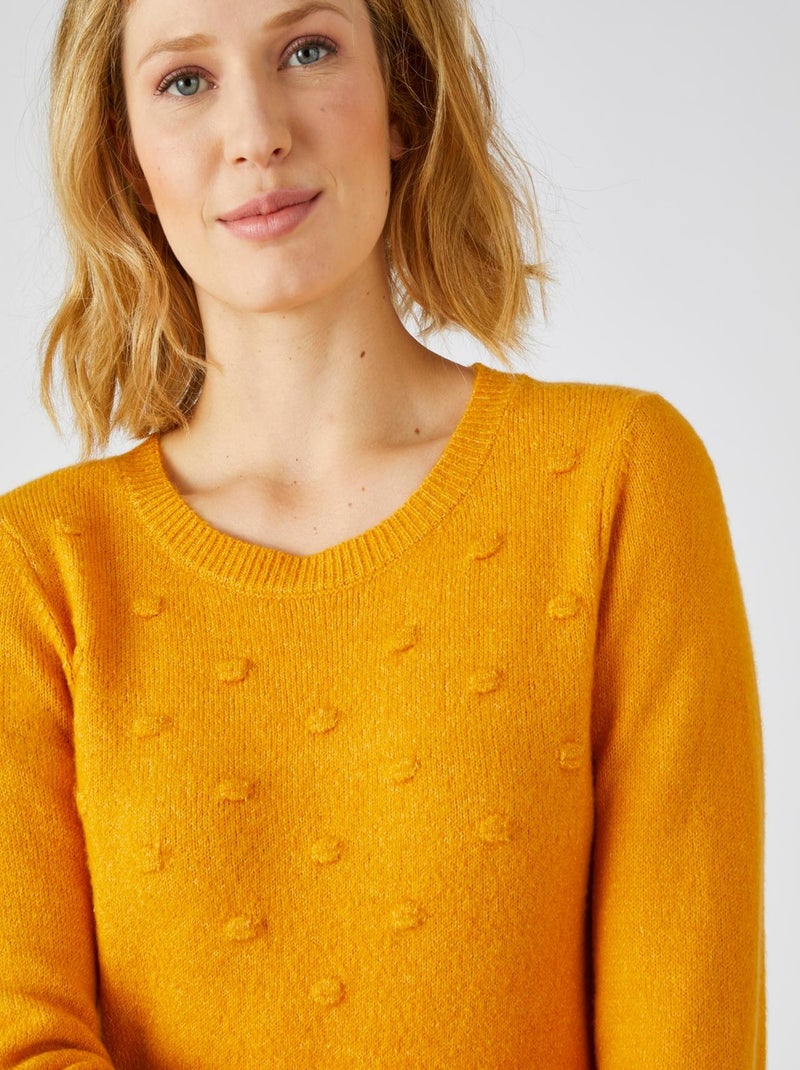 Pull maille chaude fantaisie, manches longues Thermolactyl - Damart Jaune - Kiabi