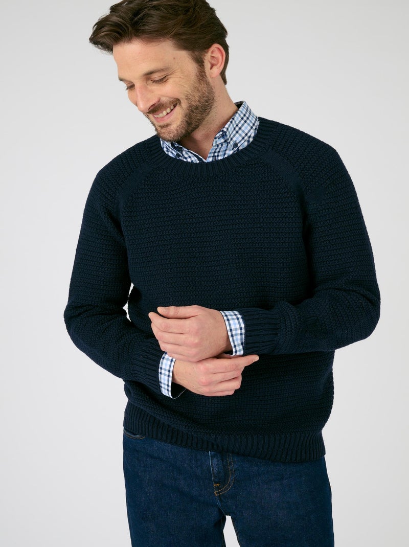 Pull maille chaude laine mérinos - Damart Bleu nuit - Kiabi
