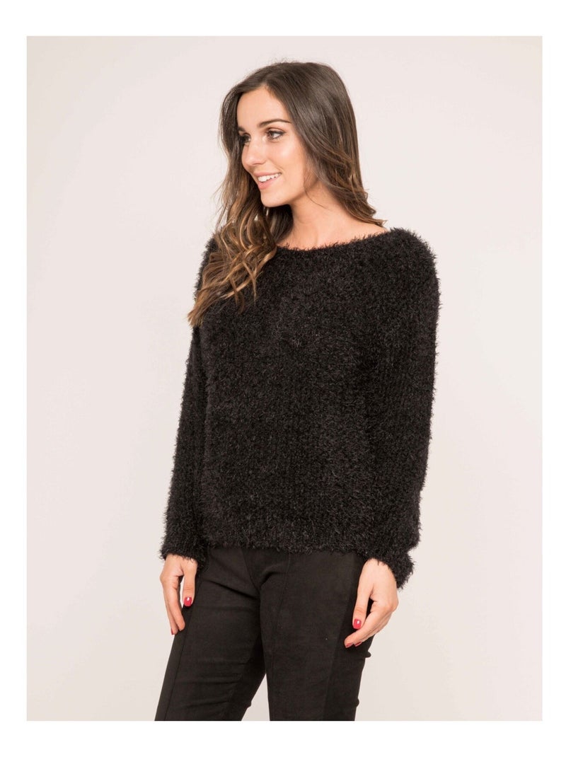 Pull maille chenille KARA Noir - Kiabi