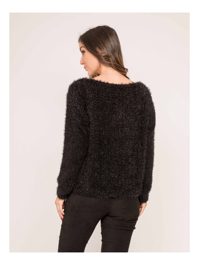 Pull maille chenille KARA Noir - Kiabi