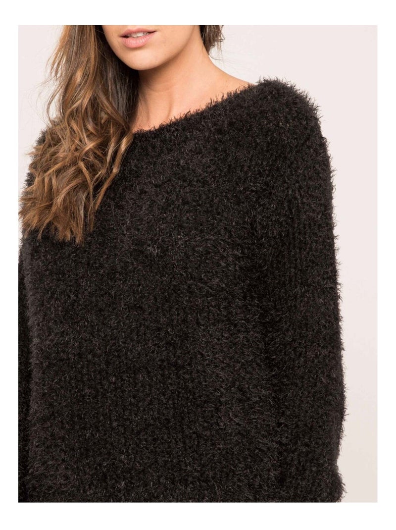 Pull maille chenille KARA Noir - Kiabi