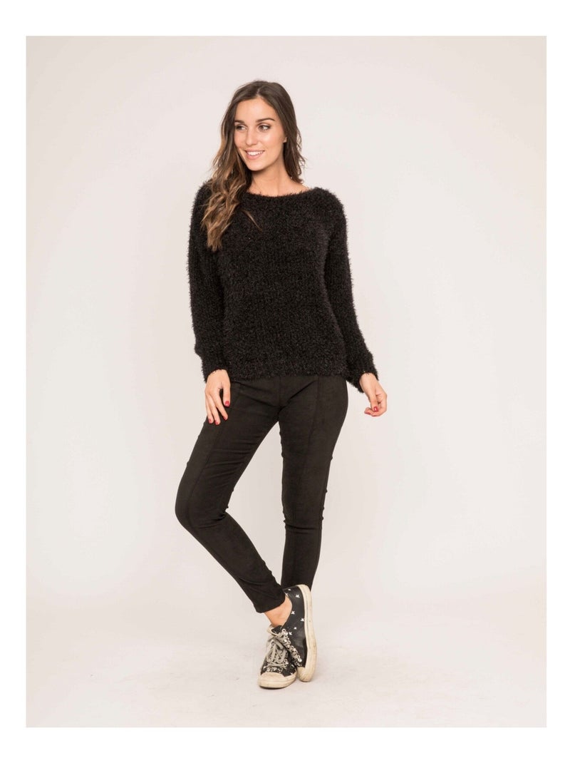 Pull maille chenille KARA Noir - Kiabi