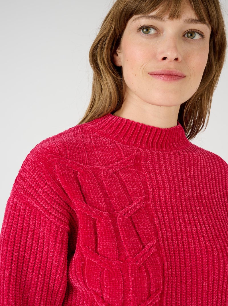 Pull maille chenille torsadé - Damart Rouge cerise - Kiabi
