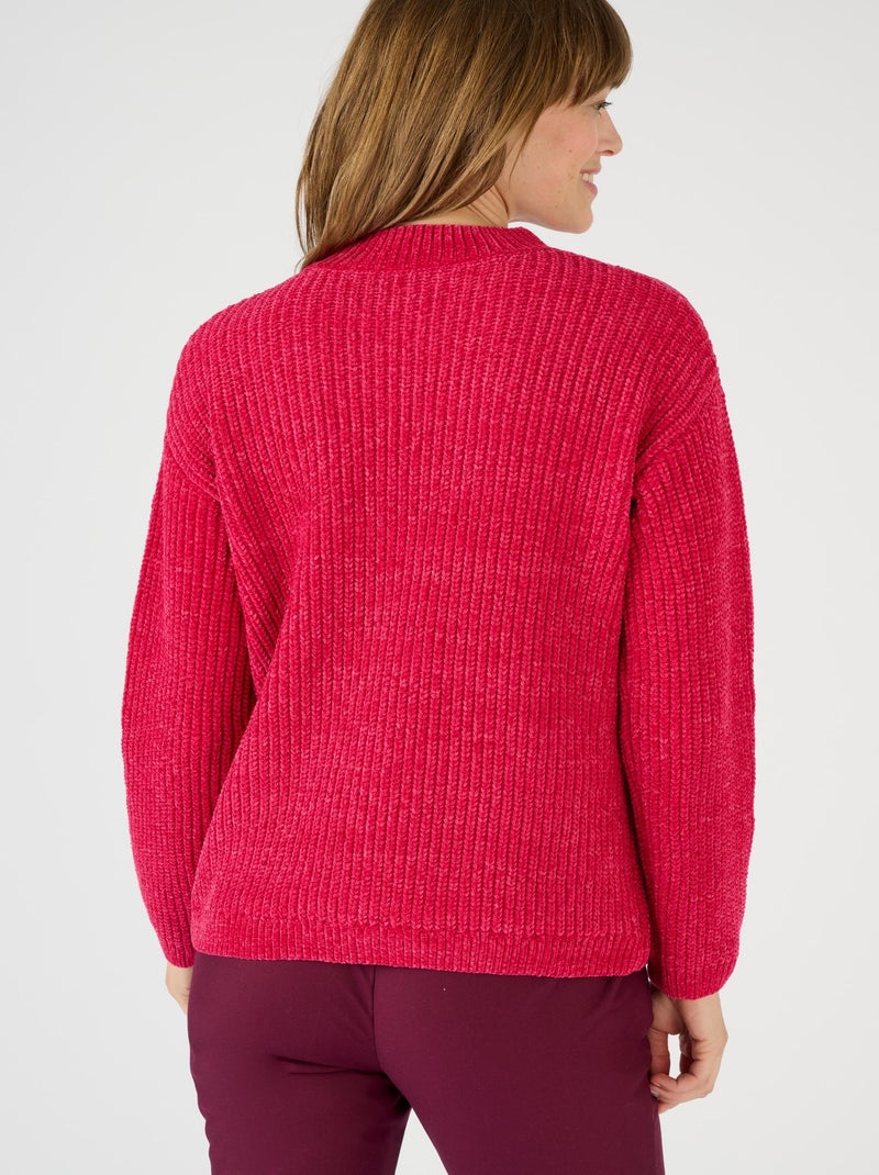 Pull maille chenille torsadé - Damart Rouge cerise - Kiabi