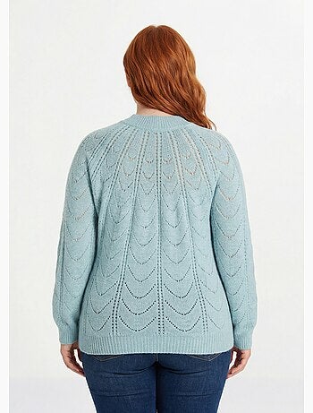 Pull maille chinée ajourée col rond - Afibel