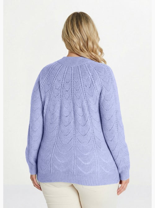 Pull maille chinée ajourée col rond - Afibel - Kiabi