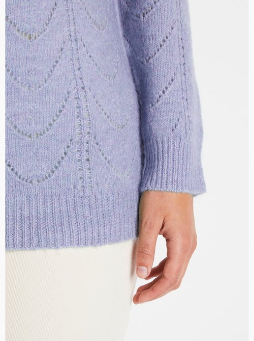 Pull maille chinée ajourée col rond - Afibel - Kiabi