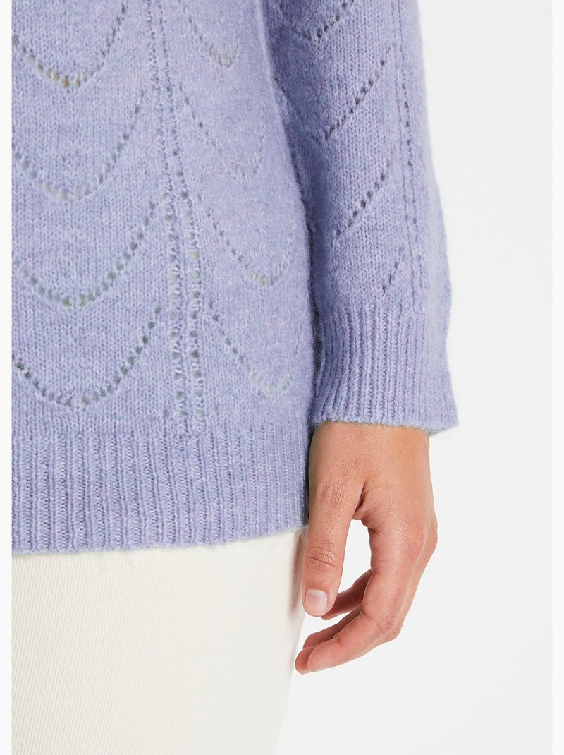 Pull maille chinée ajourée col rond - Afibel Parme - Kiabi