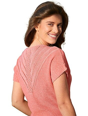 Pull maille chinée ajourée manches kimono - Afibel
