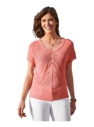 Pull maille chinée ajourée manches kimono