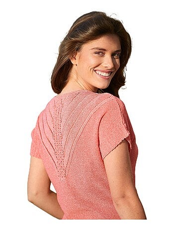 Pull maille chinée ajourée manches kimono