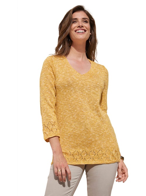 Pull maille chinée manches 3/4 - AFIBEL - Kiabi