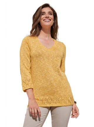 Pull maille chinée manches 3/4