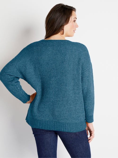 Pull maille chinée perlée torsadée col rond - Afibel - Kiabi