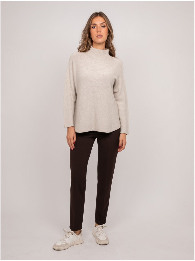 Pull maille col montant oversize kaleta Gris - Kiabi