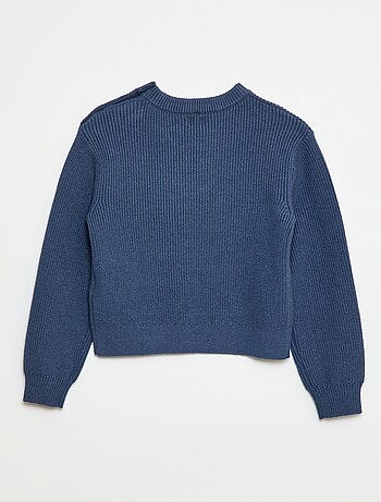 Pull maille côtelée avec épaule boutonnée