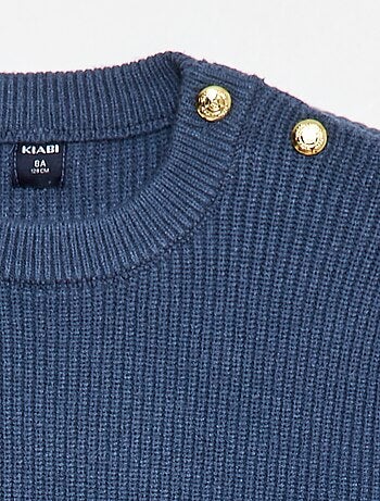 Pull maille côtelée avec épaule boutonnée