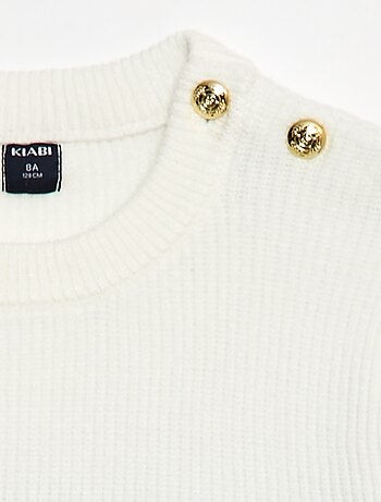 Pull maille côtelée avec épaule boutonnée