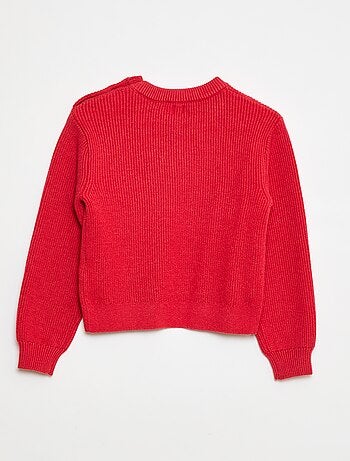 Pull maille côtelée avec épaule boutonnée