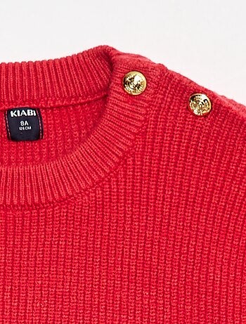 Pull maille côtelée avec épaule boutonnée
