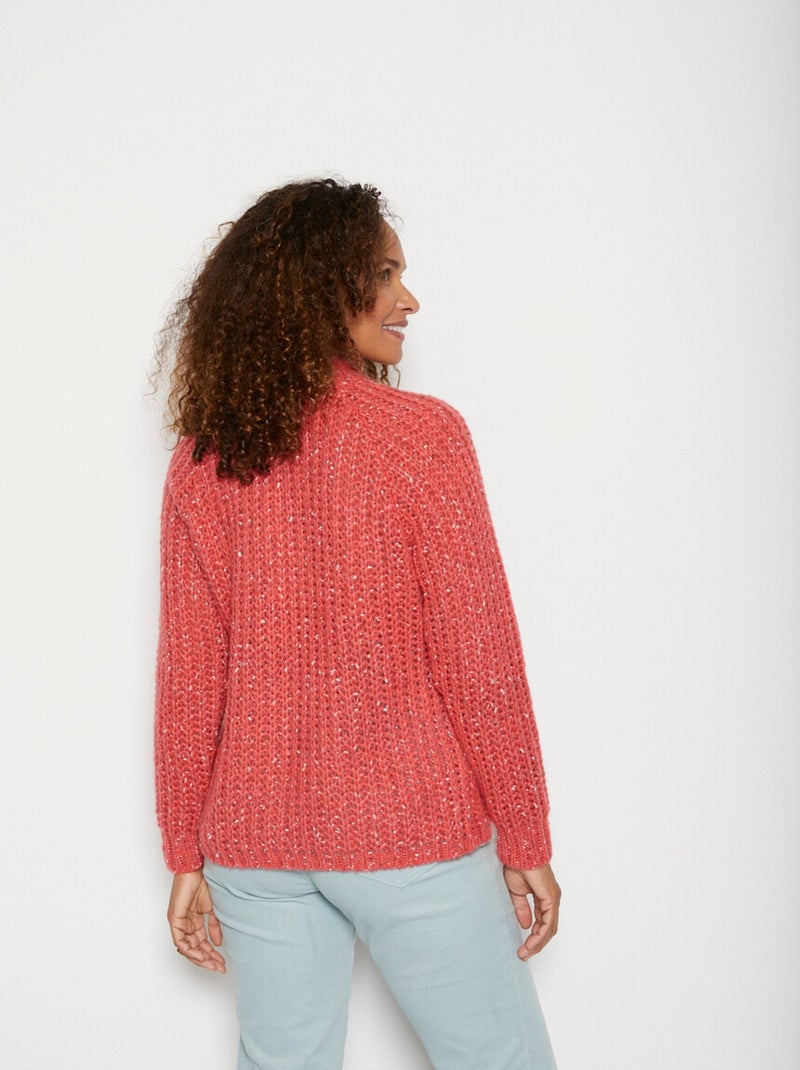Pull maille côtelée Corail - Kiabi
