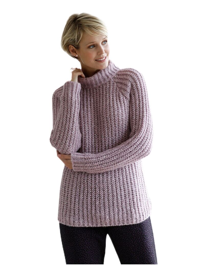 Pull maille côtelée Mauve lilas - Kiabi