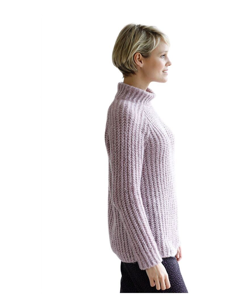 Pull maille côtelée - Mauve lilas - Kiabi - nu€