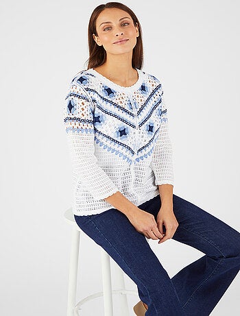 Pull maille crochet colorée - Damart