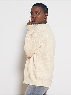 Pull maille douce col victorien - Kiabi