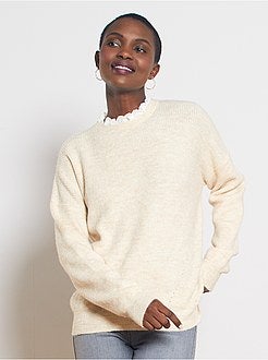 Pull maille douce col victorien - Kiabi