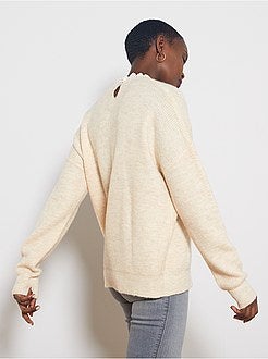 Pull maille douce col victorien - Kiabi