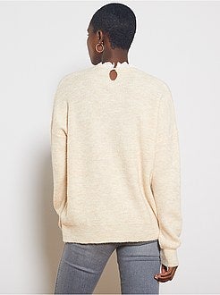 Pull maille douce col victorien - Kiabi