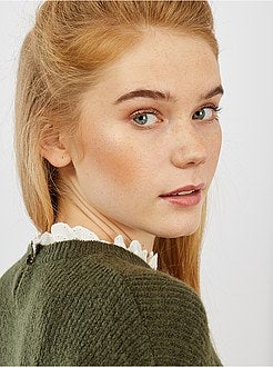 Pull maille douce col victorien - Kiabi