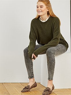 Pull maille douce col victorien - Kiabi