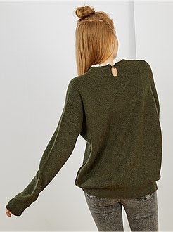 Pull maille douce col victorien - Kiabi