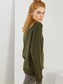 Pull maille douce col victorien - Kiabi