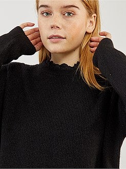 Pull maille douce col victorien - Kiabi