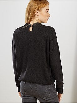 Pull maille douce col victorien - Kiabi