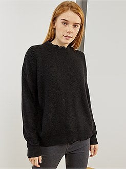 Pull maille douce col victorien - Kiabi