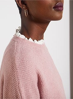 Pull maille douce col victorien - Kiabi