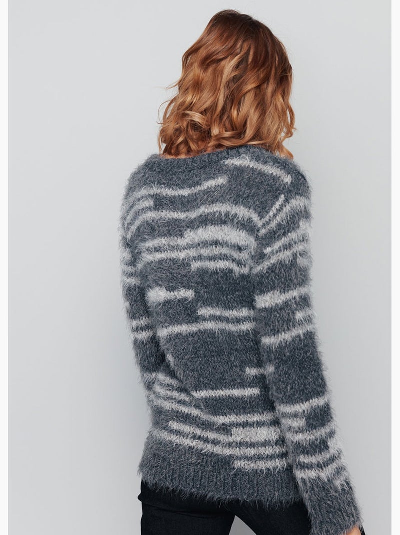 Pull maille douce effet poilu - Afibel Gris Argenté - Kiabi