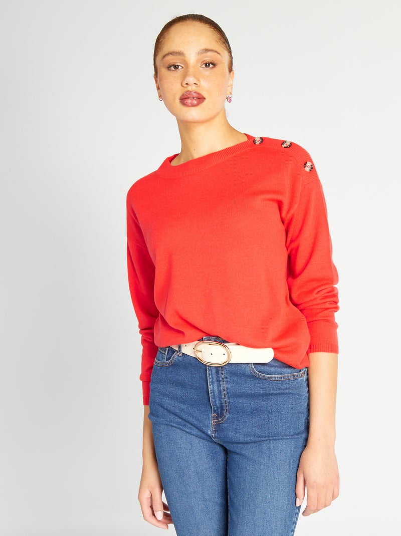 Pull maille douce 'JDY' Rouge - Kiabi