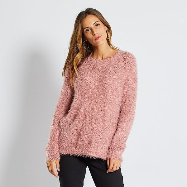 Pull maille doudou popcorn Femme - rose - Kiabi - 18,00€