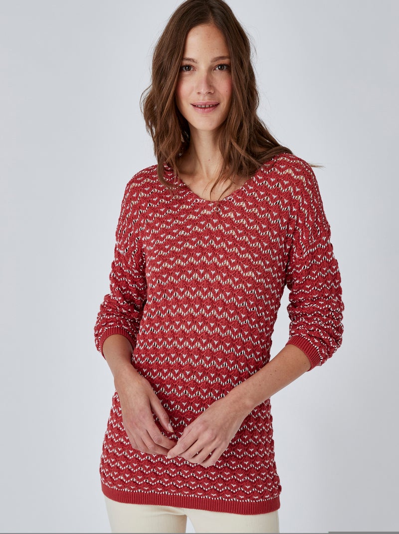 Pull maille effet crochet - Damart Rose - Kiabi