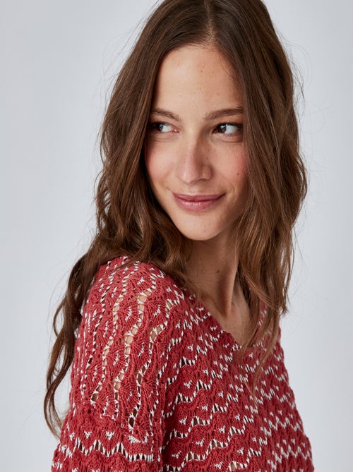 Pull maille effet crochet - Damart - Kiabi