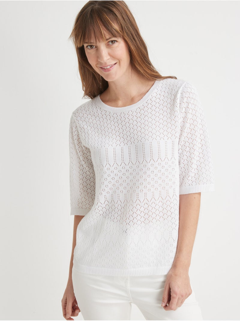 Pull maille encolure ronde - DAXON Blanc Blanc - Kiabi