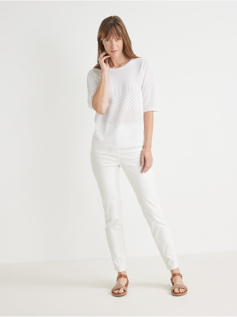 Pull maille encolure ronde - DAXON Blanc Blanc - Kiabi