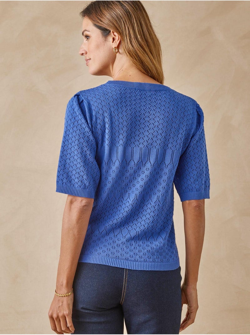 Pull maille encolure ronde - DAXON Bleu roi - Kiabi