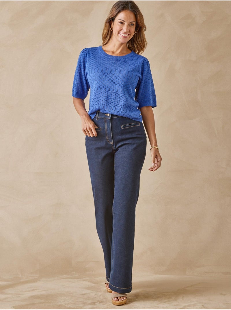 Pull maille encolure ronde - DAXON Bleu roi - Kiabi